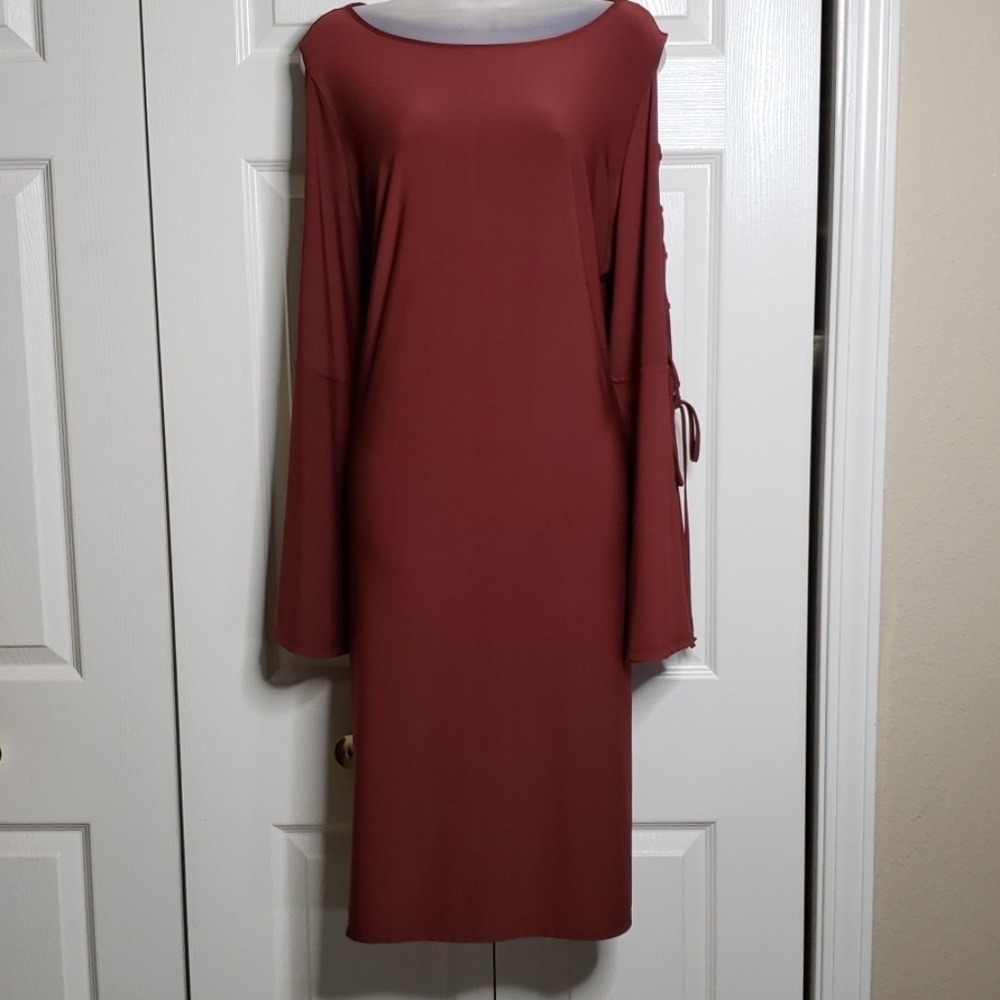Love Scarlett | Cold Shoulder Dress | Brick Red